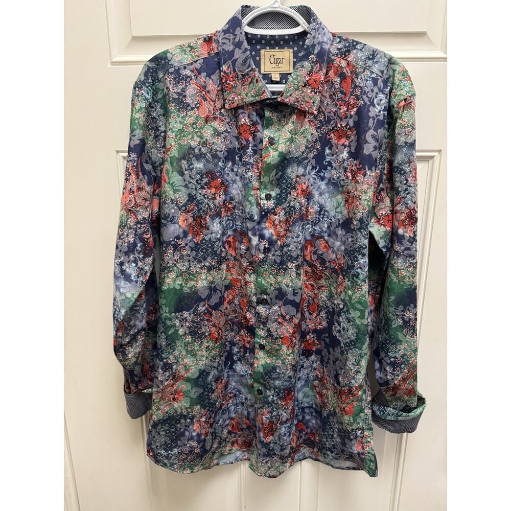 Cigar Couture Men’s Long Sleeve Floral Design Shirt Size Large